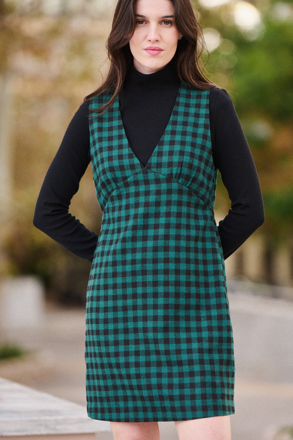 Robe Robin verte à carreaux