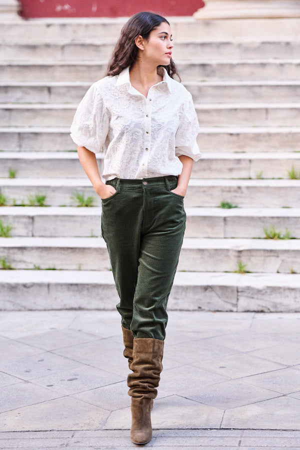 Pantalon Pino en velours kaki