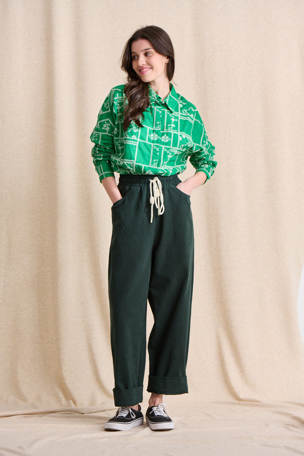 Chamonix green print shirt