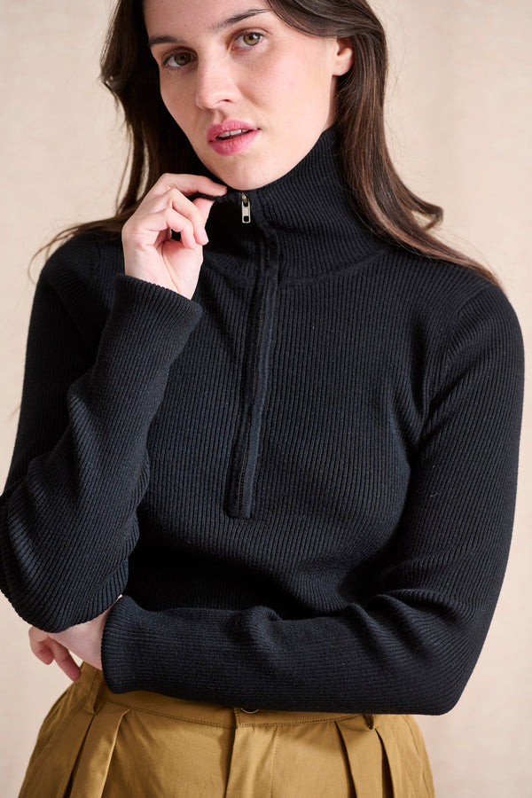 Pull zippé Meghan noir