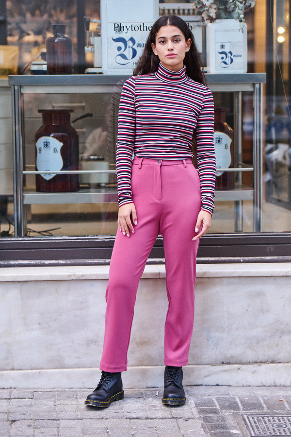 T-shirt Terri rose rayures multicolores