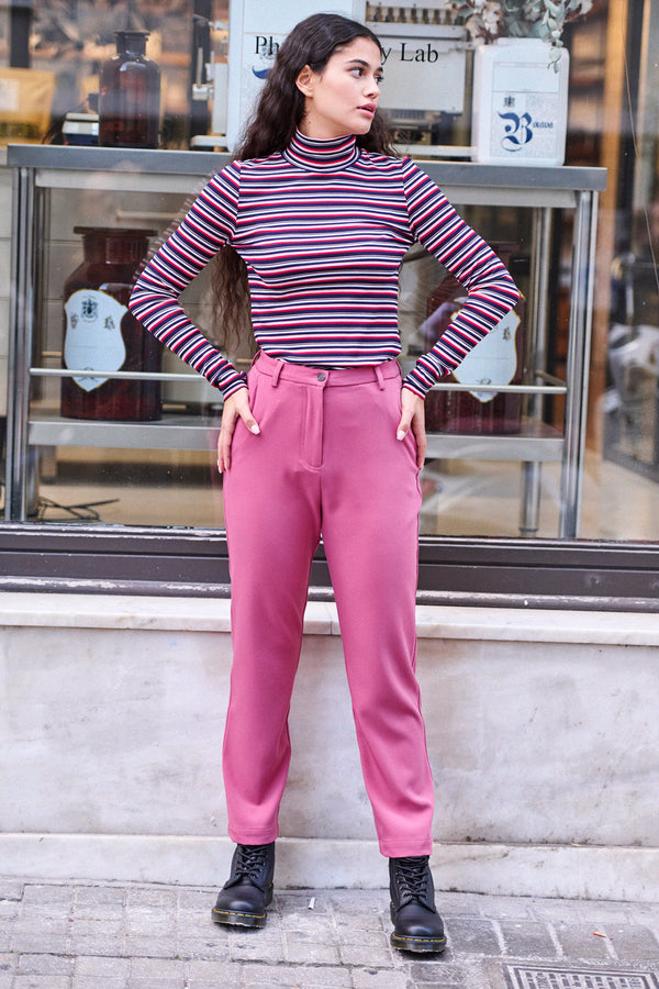 T-shirt Terri rose rayures multicolores