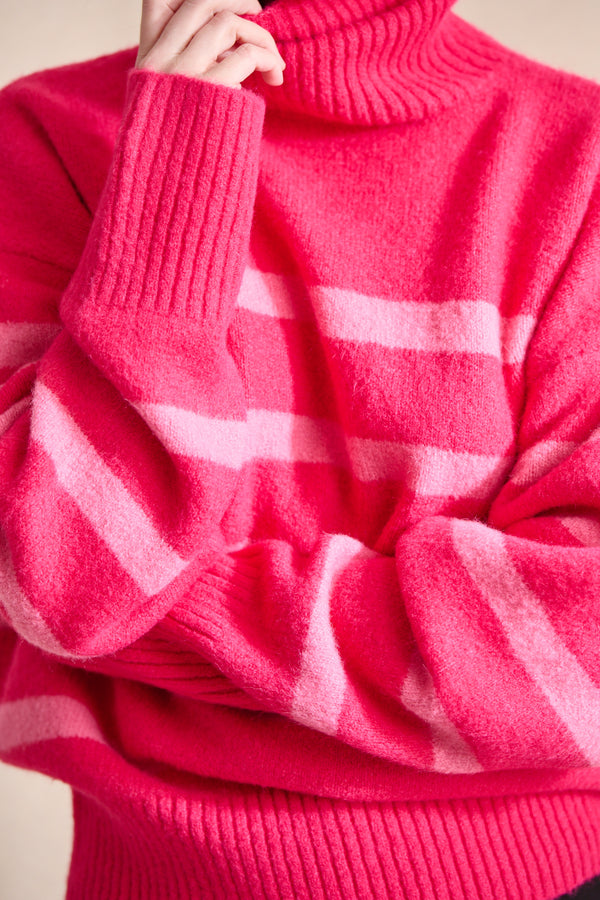 Pull Malo rose à rayures