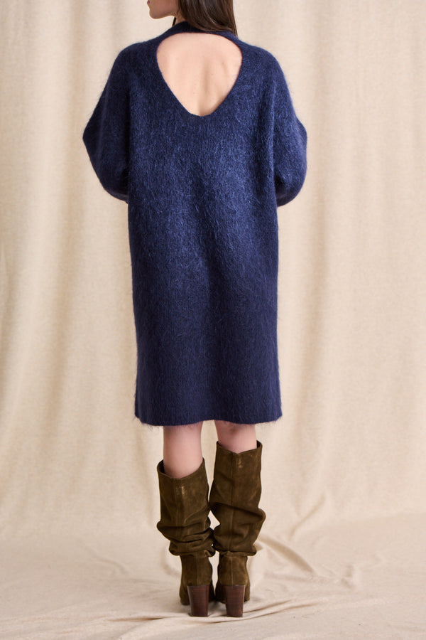 Robe en mohair Roxi bleu marine