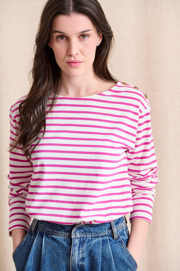 T-shirt marinière Toscane rose