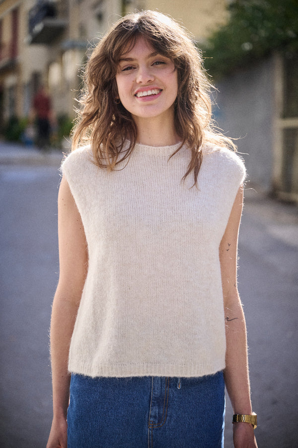 Pull en mohair Marco blanc