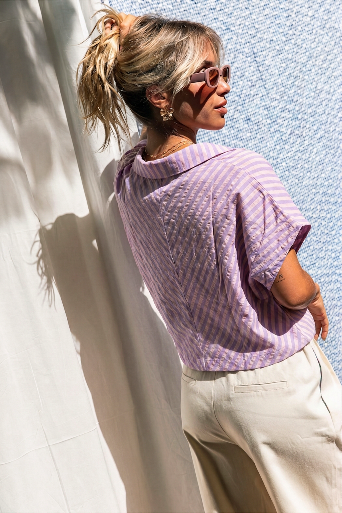 Purple Striped Caraibes Shirt