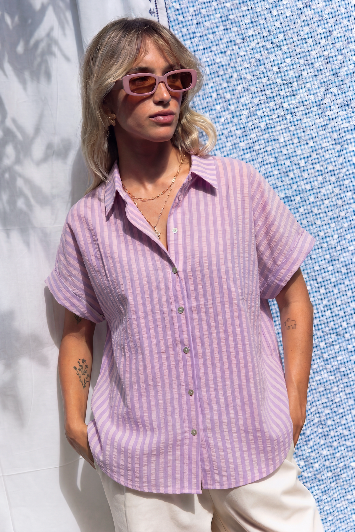 Purple Striped Caraibes Shirt
