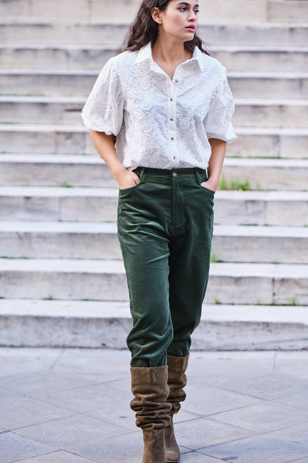 Pantalon Pino en velours kaki