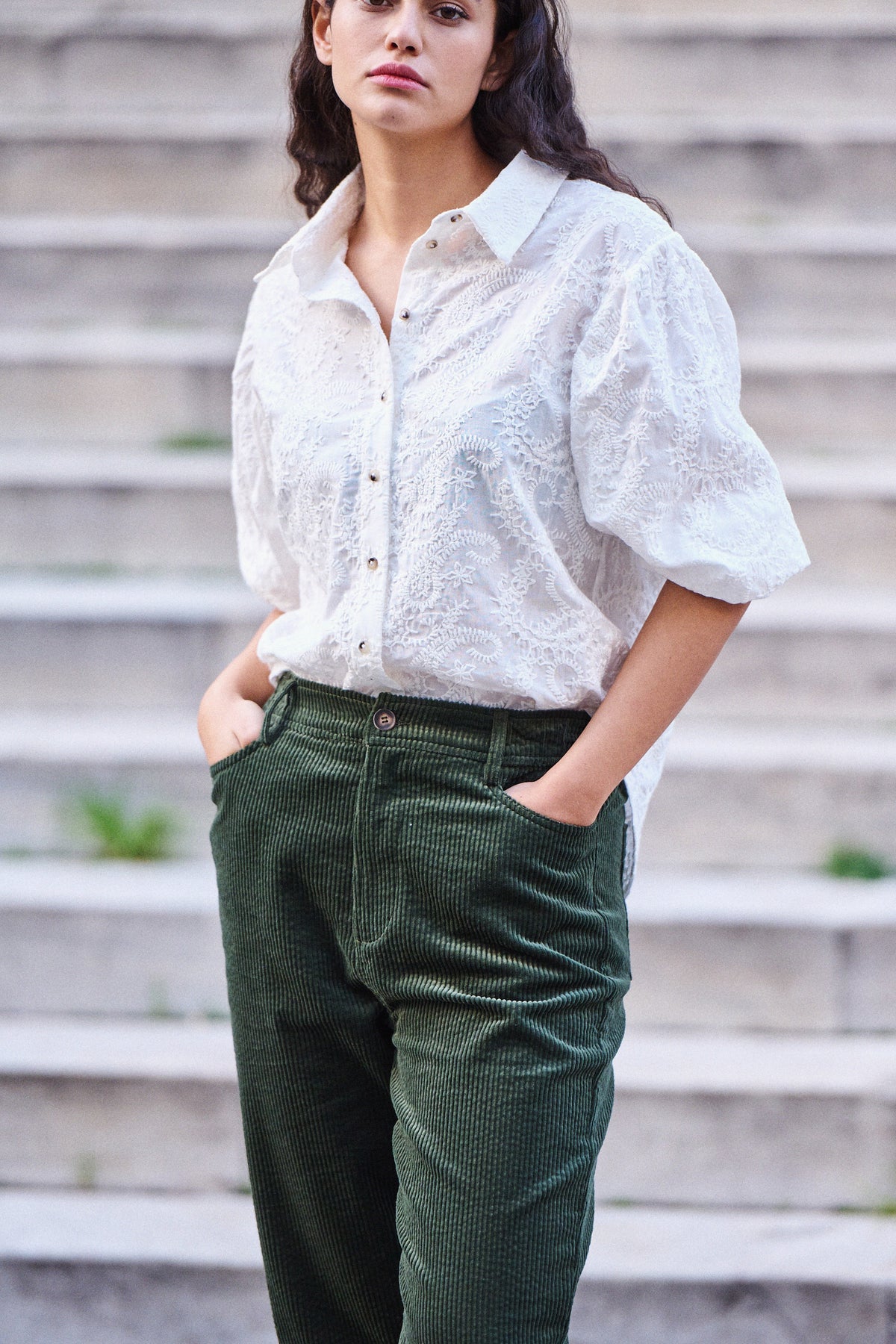 Pantalon Pino en velours kaki