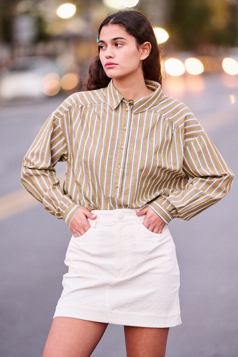 Chemise Cilo beige à rayures