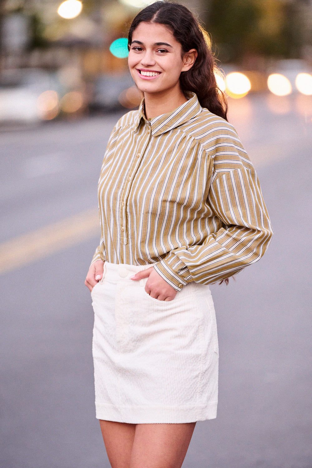 Chemise Cilo beige à rayures