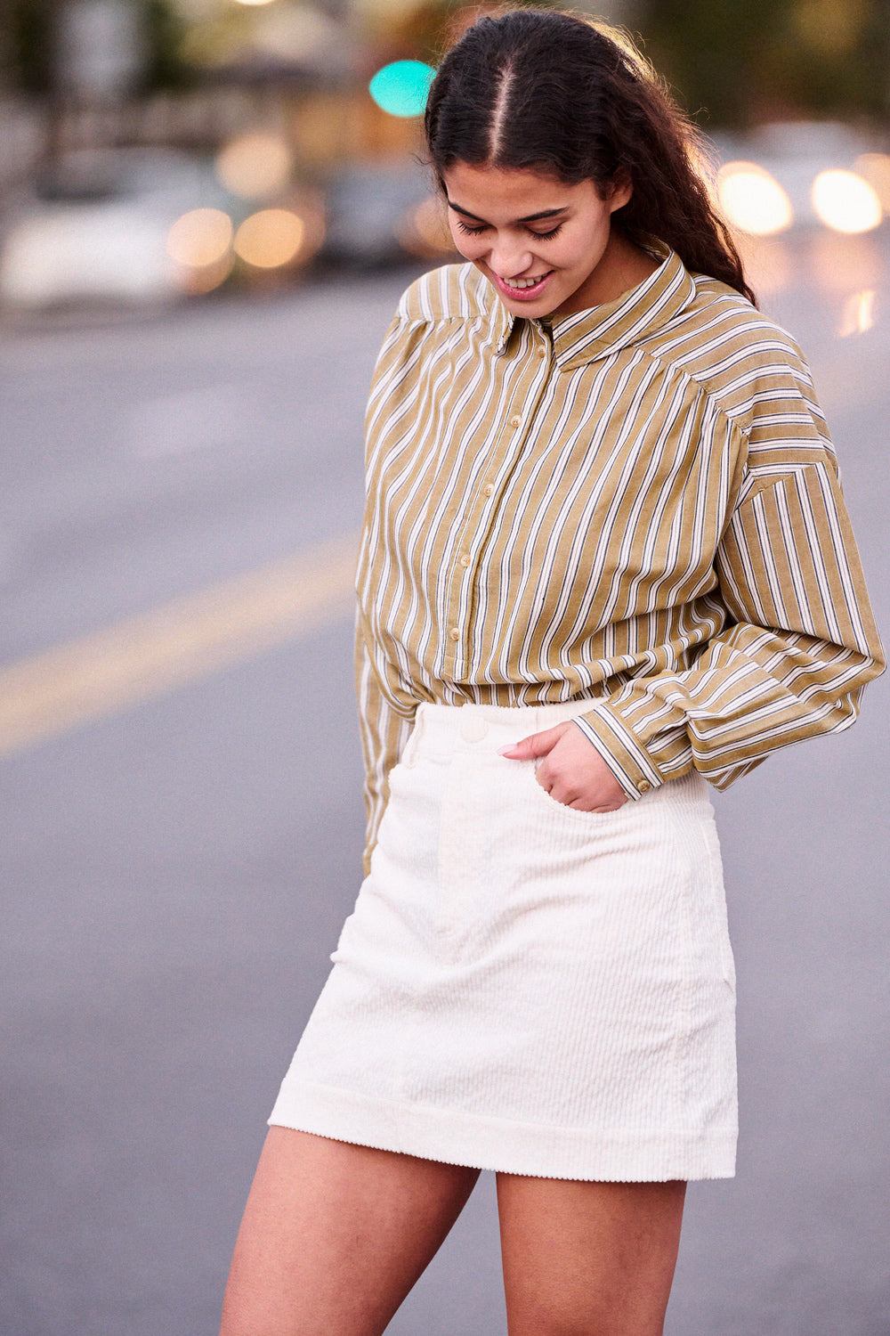 Chemise Cilo beige à rayures