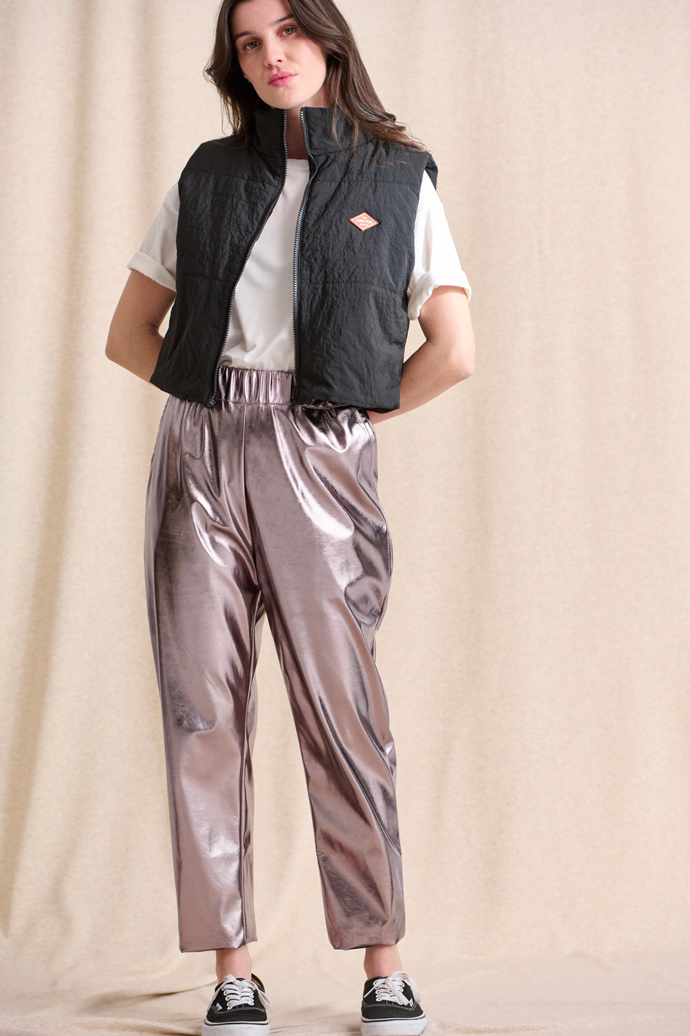 Pantalon Perry lamé rose