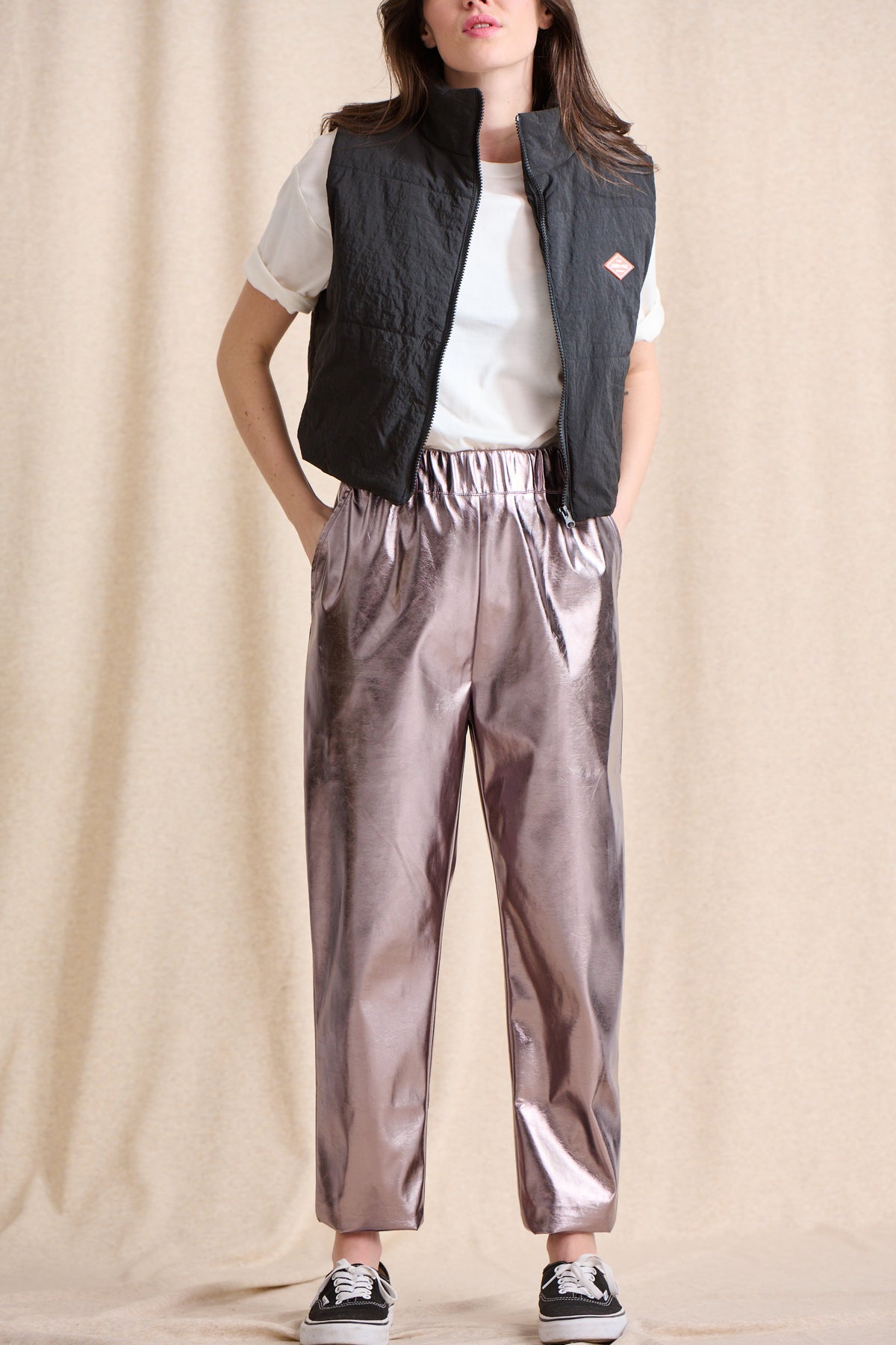 Pantalon Perry lamé rose