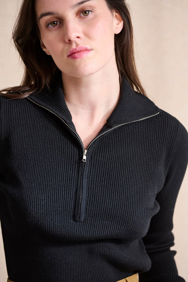 Pull zippé Meghan noir