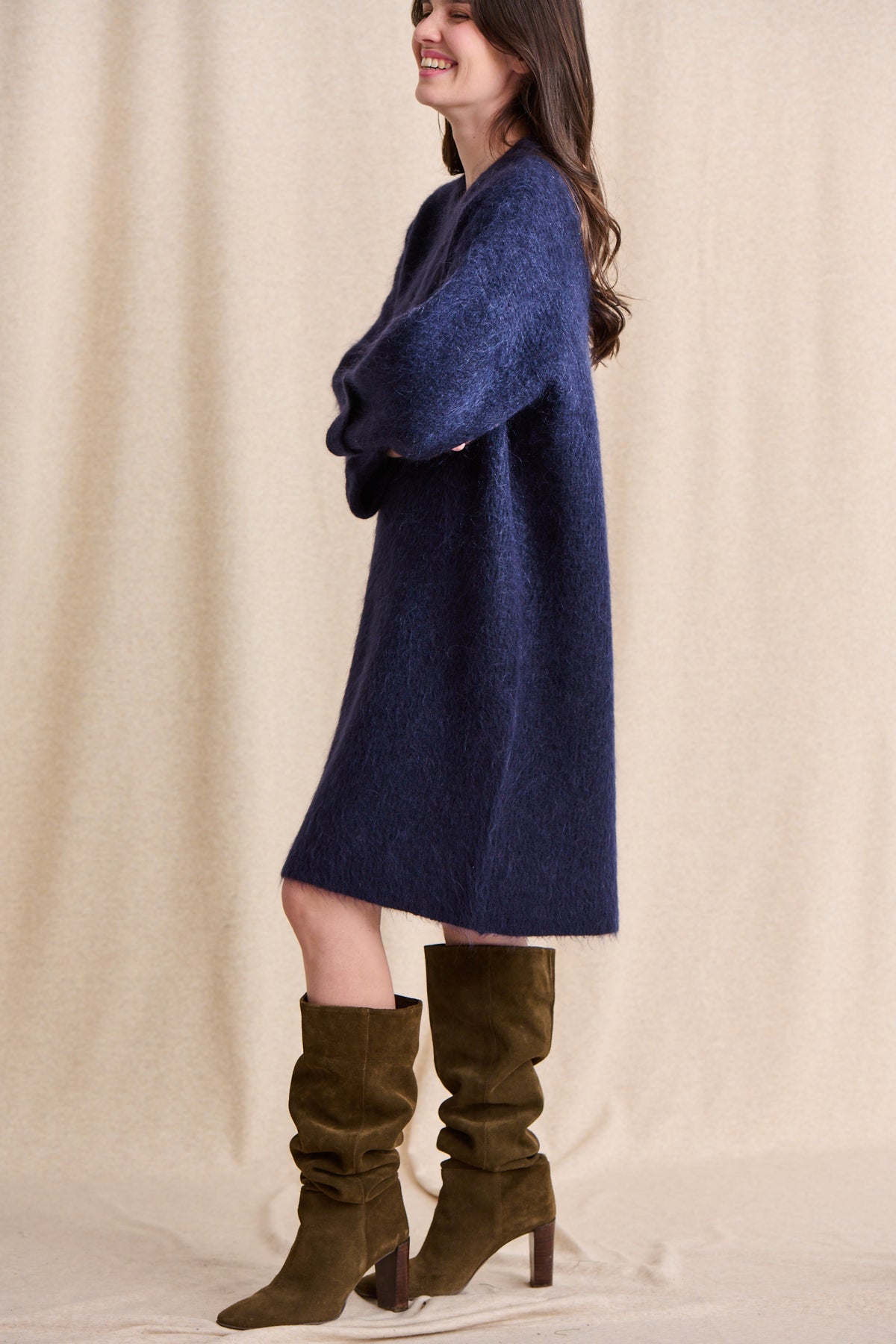 Robe en mohair Roxi bleu marine