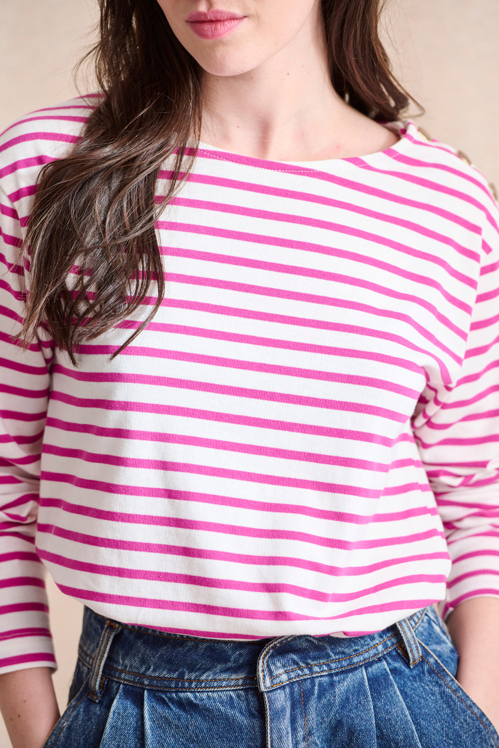 T-shirt marinière Toscane rose