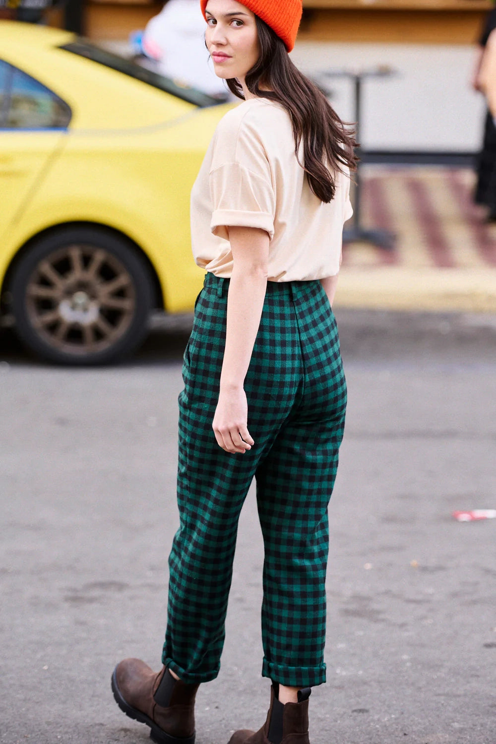 Pantalon Paulin vert à carreaux