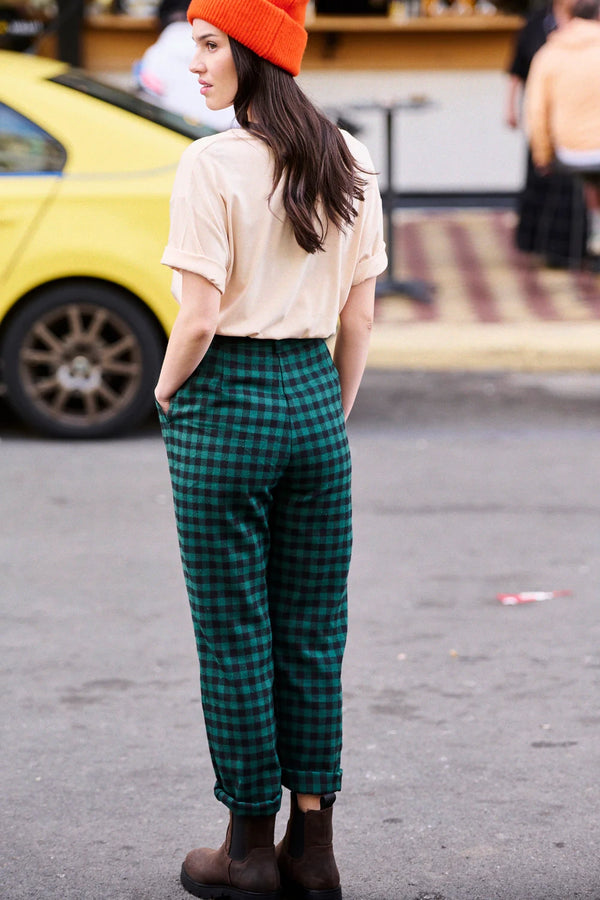 Pantalon Paulin vert à carreaux