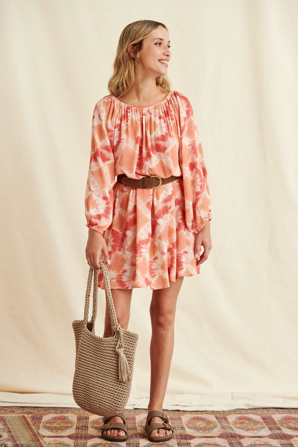 Reane orange tie and dye dress