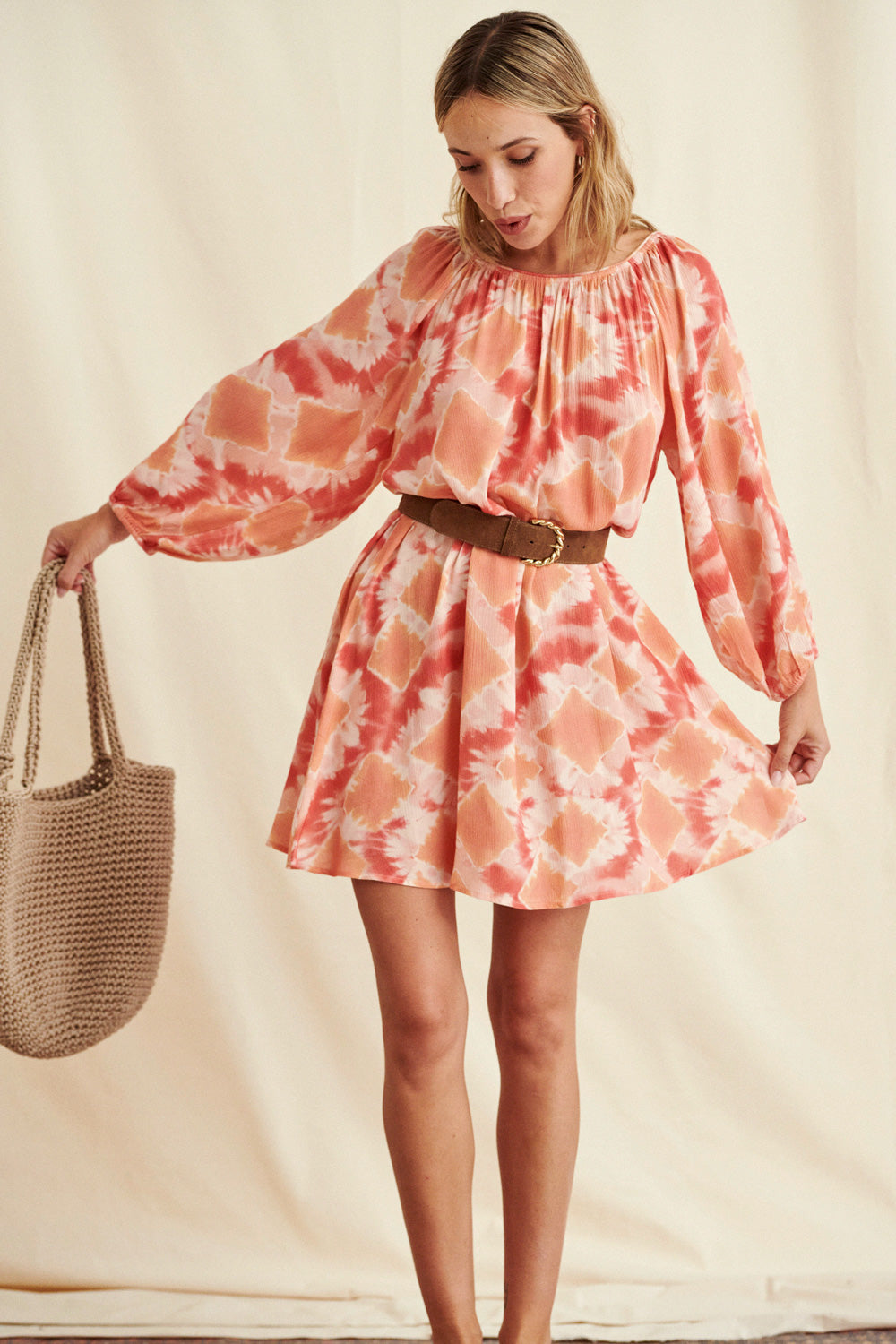 Reane orange tie and dye dress