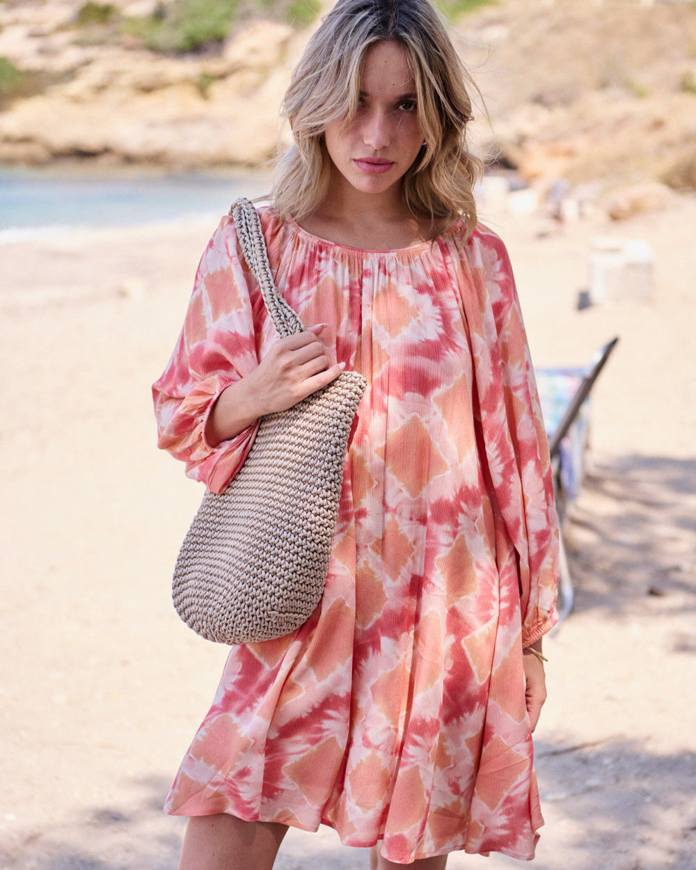 Reane orange tie and dye dress