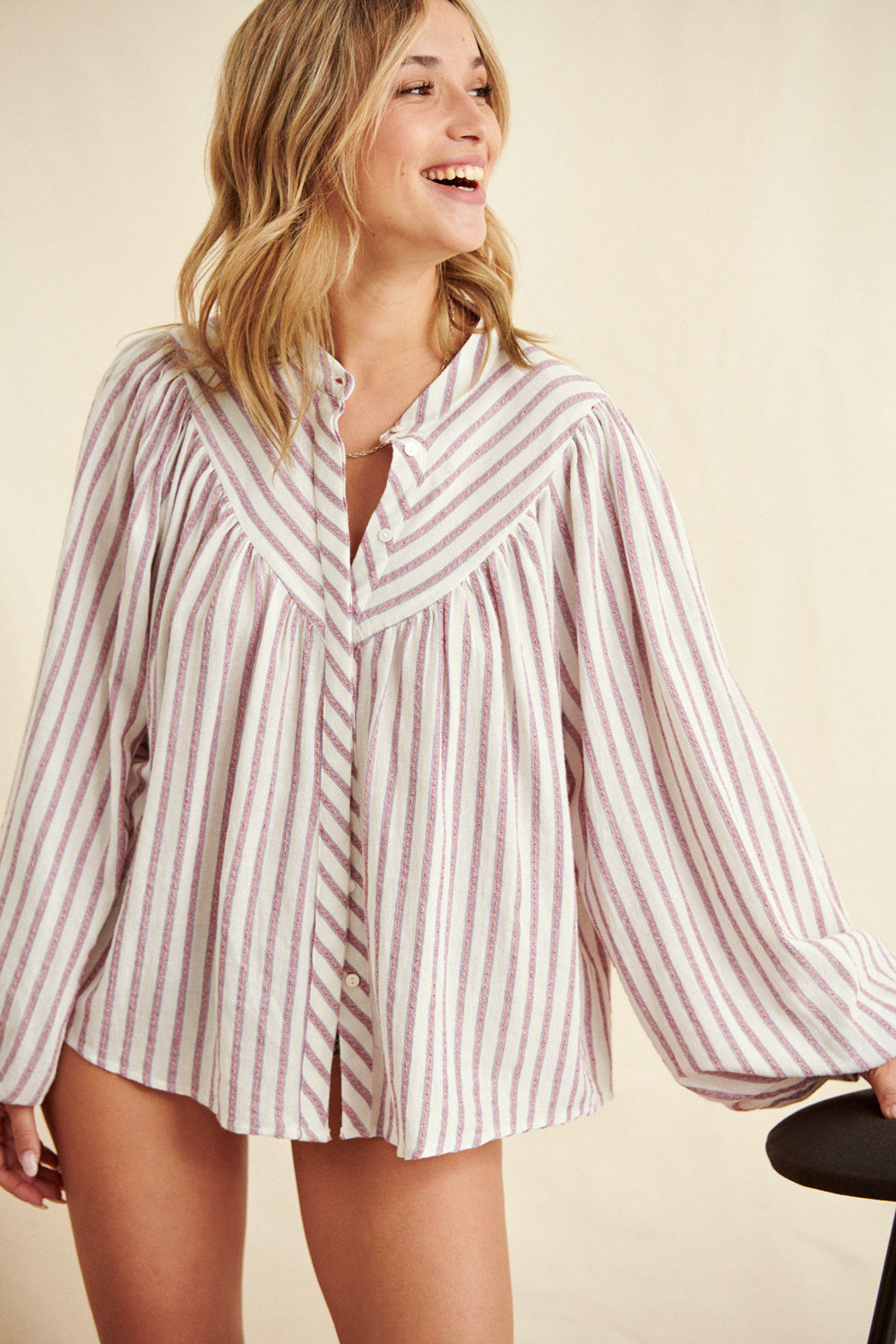Blouse Bao rayures violettes