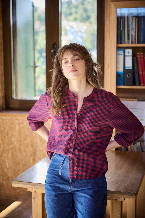 Blouse Binta vichy bordeaux