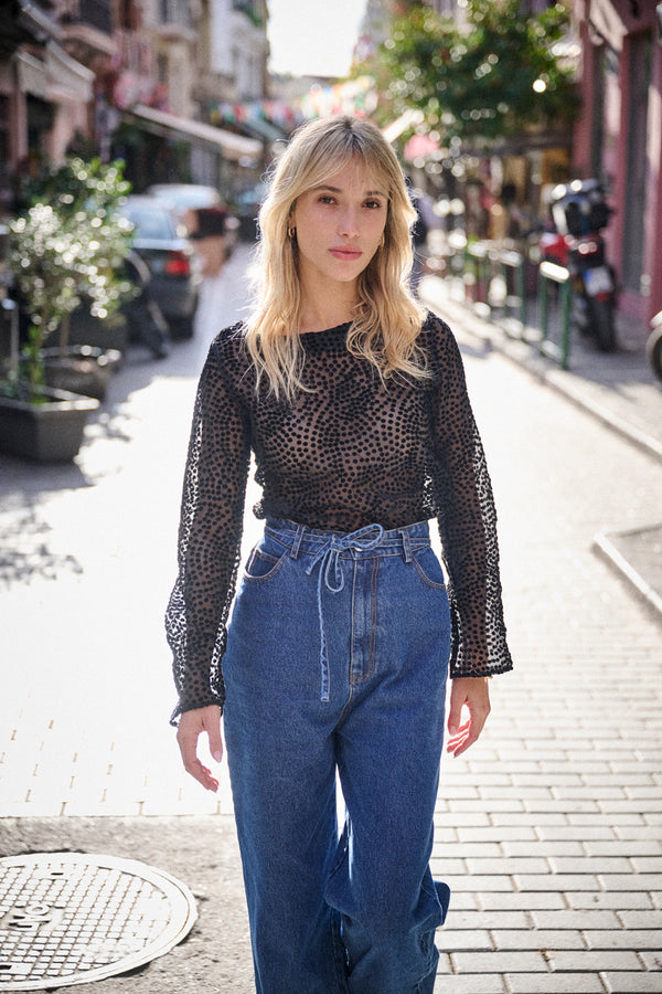 Top Bonita plumetis noir