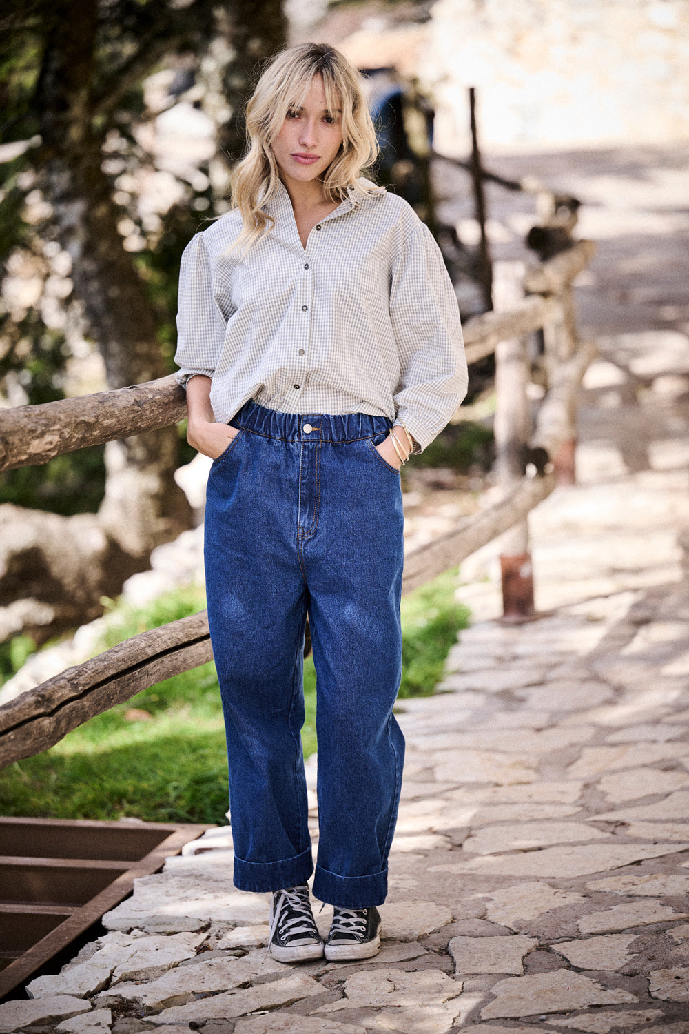 Chemise Catane écrue à carreaux