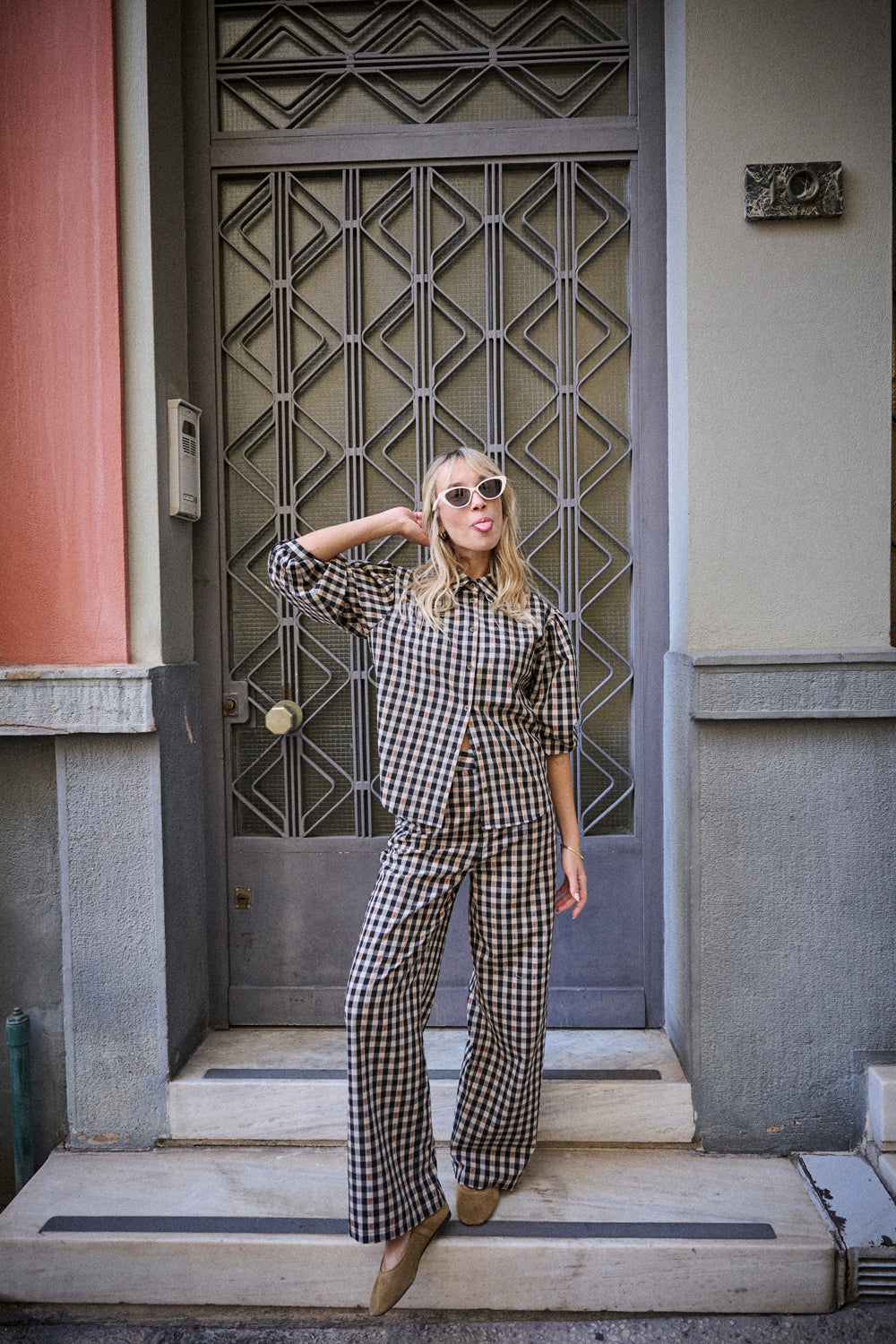 Pantalon Pali vichy brodé