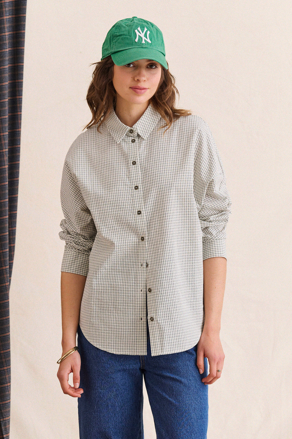 Chemise Contis écrue à carreaux