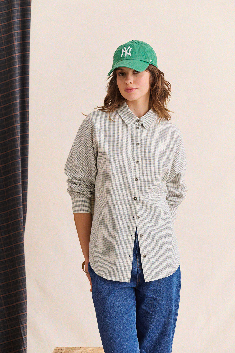 Chemise Contis écrue à carreaux