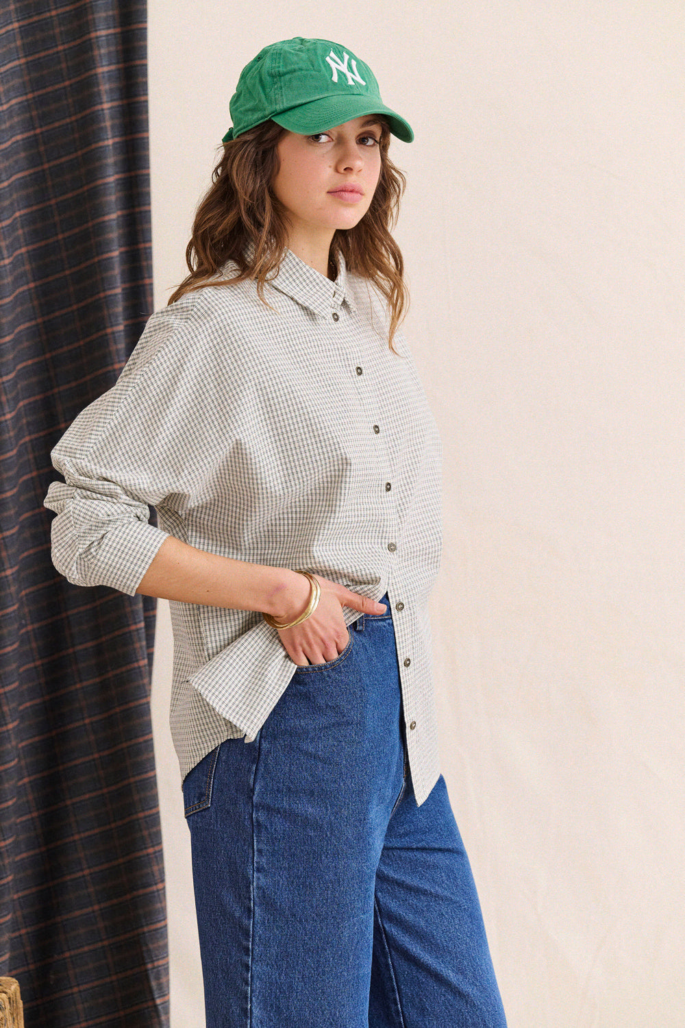 Chemise Contis écrue à carreaux