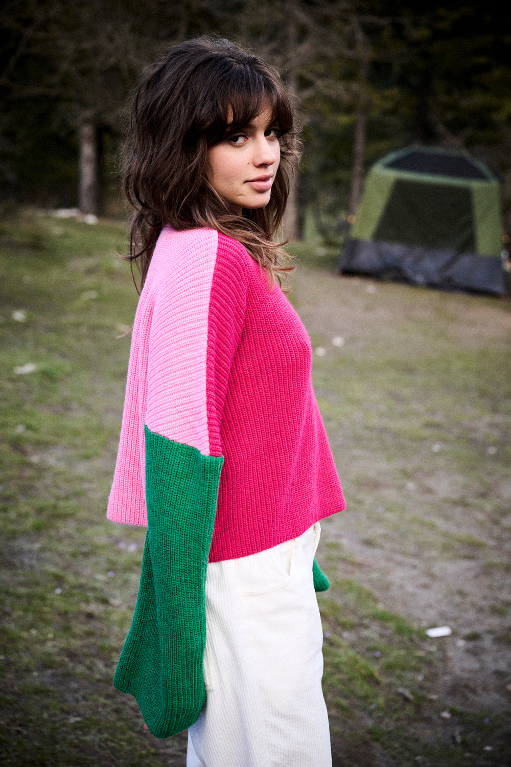 Pull Mamma rose & vert