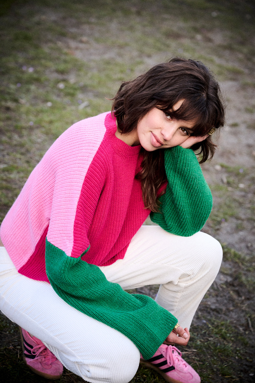 Pull Mamma rose & vert