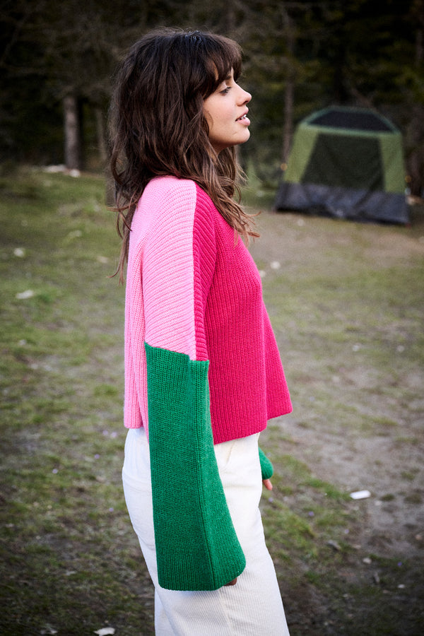 Pull Mamma rose & vert