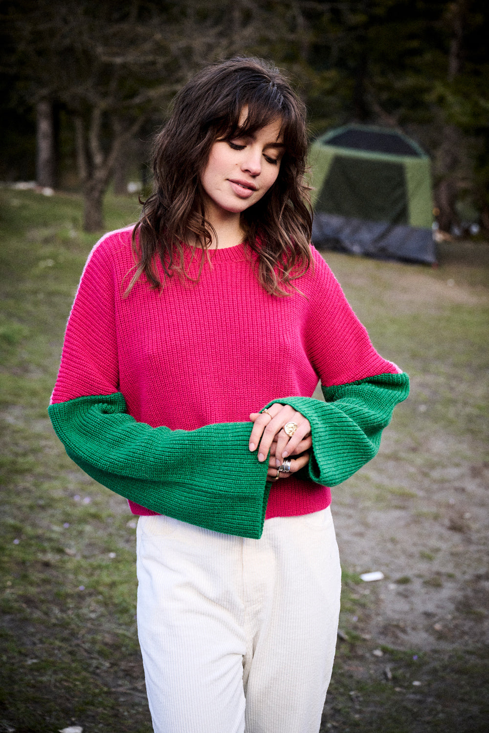 Pull Mamma rose & vert
