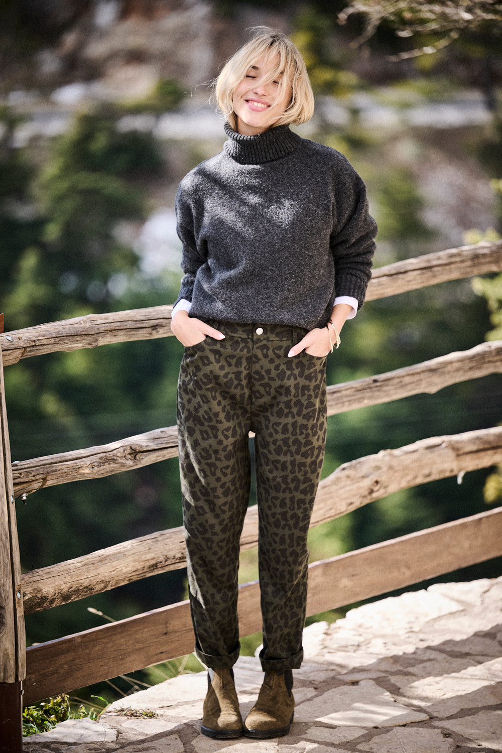 Pantalon Pino • Léopard kaki