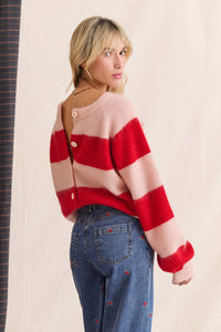 Gilet Lipa rayé rouge & rose