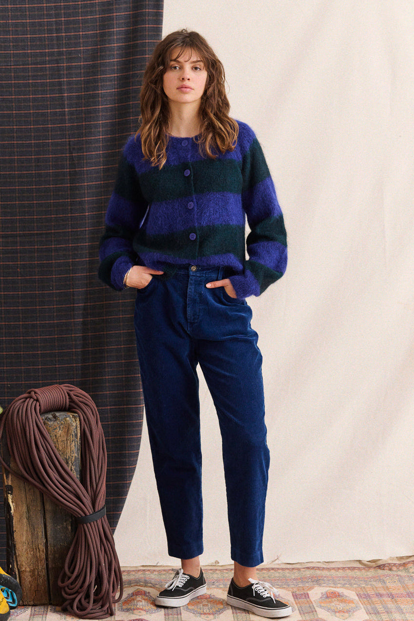 Gilet en mohair Lipa vert & bleu
