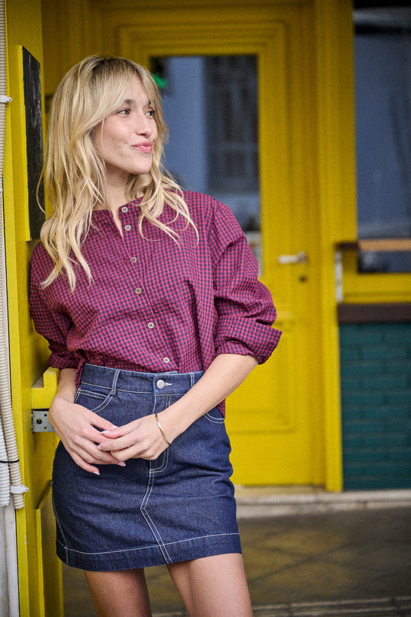 Blouse Binta vichy bordeaux