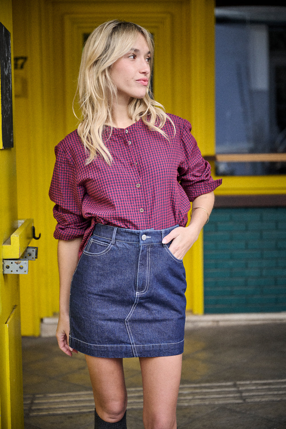 Blouse Binta vichy bordeaux