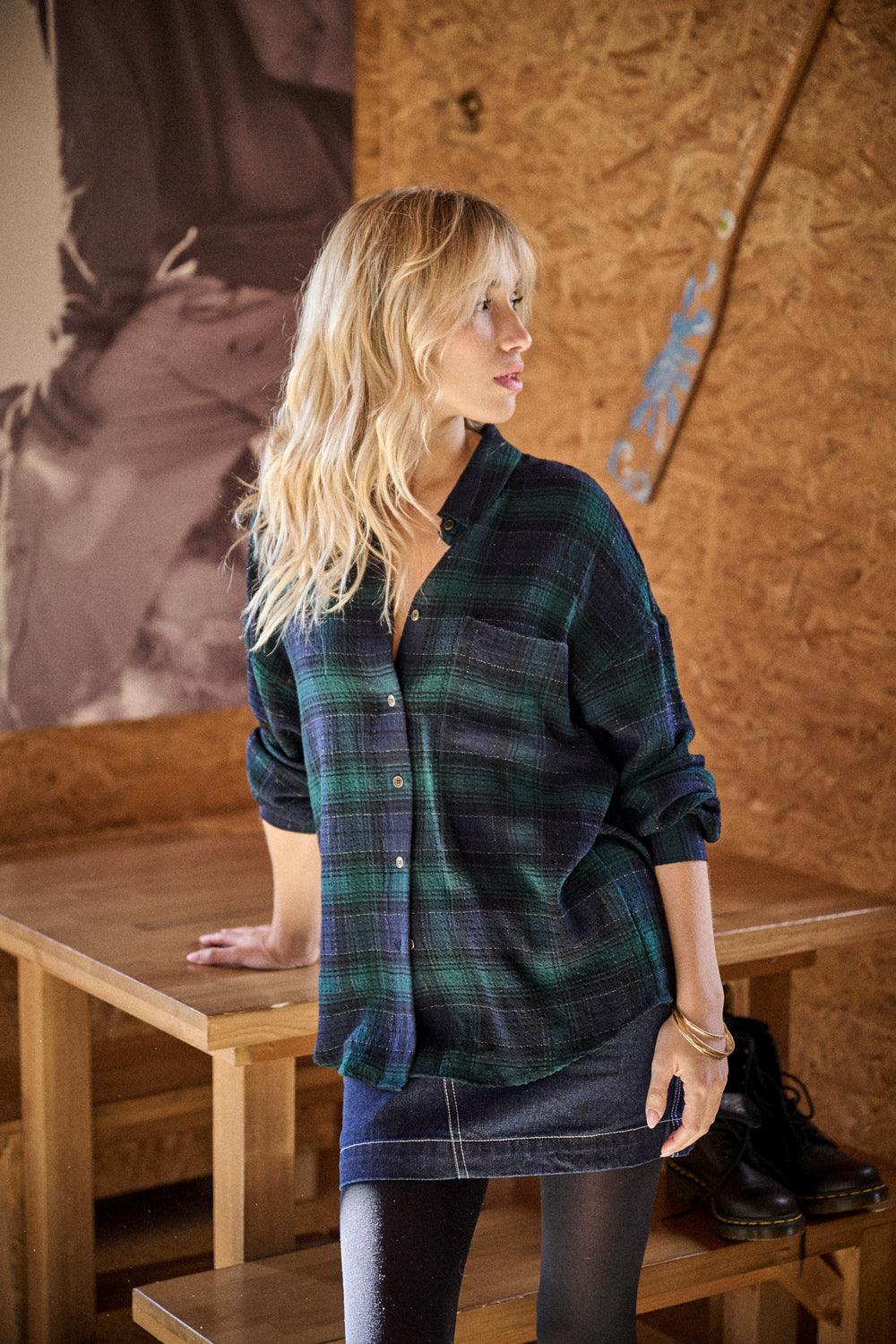 Chemise Candy verte à carreaux