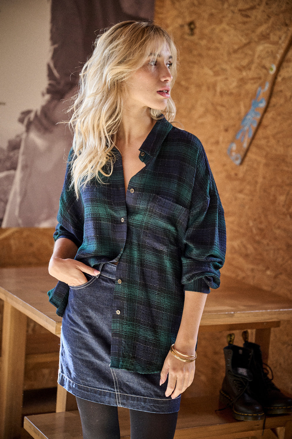 Chemise Candy verte à carreaux