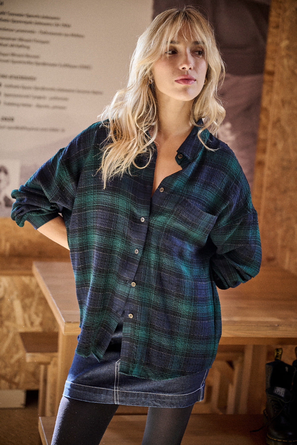 Chemise Candy verte à carreaux