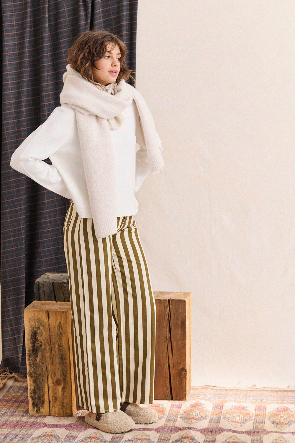 Pantalon Pepita rayures kaki