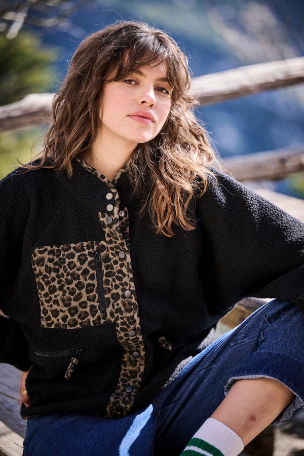 Veste Giany noire & léopard