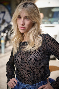 Top Bonita plumetis noir